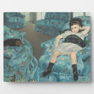 Plaque Photo Petite fille dans un fauteuil bleu, 1878 (oi