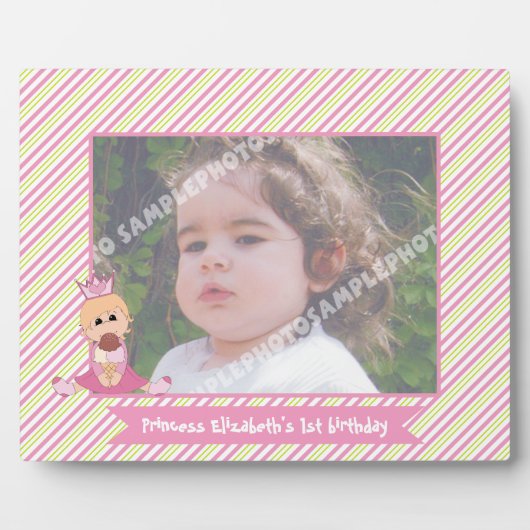 Plaque Photo Petite princesse et couronne filles 1er anniversai (Devant)