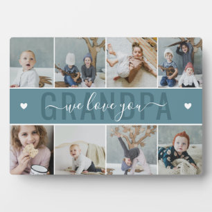 Plaque Photo Petrol Blue We Love You Grand-pa Photo Collage