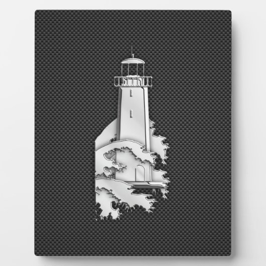 Plaque Photo Phare Chrome Style sur fibre de carbone (Devant)