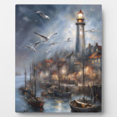 Plaque Photo Phare côtier à Twilight Art nautique (Devant)