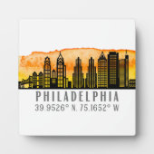 Plaque Photo Philadelphie Skyline Map Coordonnées Tabletop (Devant)