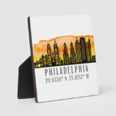 Plaque Photo Philadelphie Skyline Map Coordonnées Tabletop (Recto)