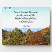 Plaque Photo Philippiens 3:14 J'appuie vers la marque... (Devant)