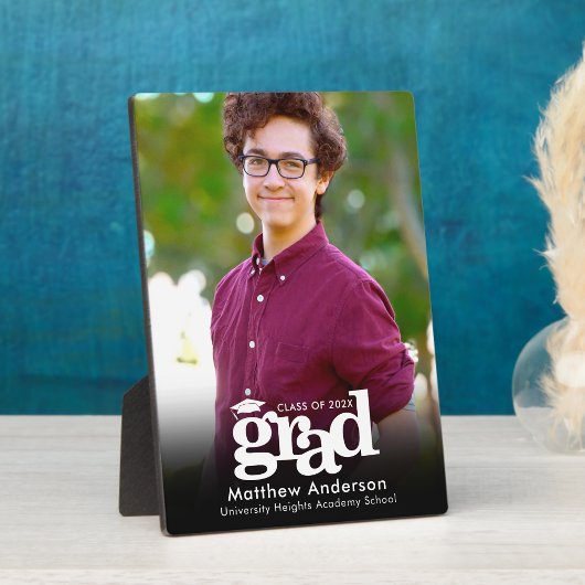 Plaque Photo Photo Black Graduation Typographie blanche Minimal