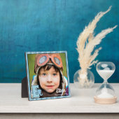 Plaque Photo Photo Blue Monogrammed E Elephant Baby (Insitu)