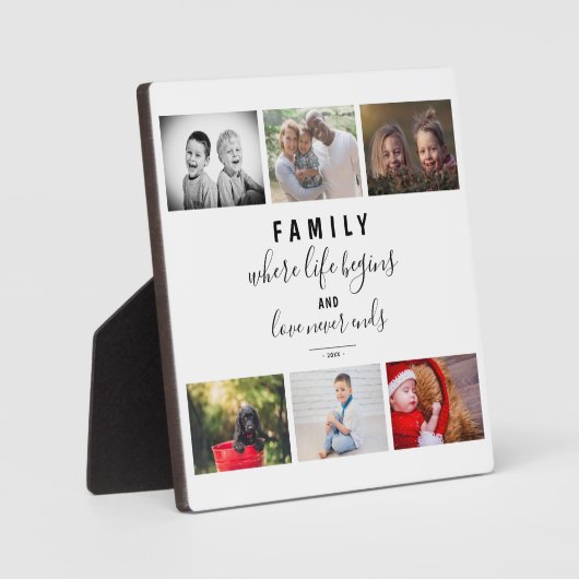 Plaque Photo Photo Collage de script moderne Famille Keepsaké d (Recto)