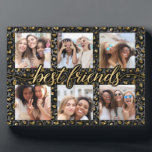 Plaque Photo Photo Collage des meilleurs amis du Leopard chic m<br><div class="desc">Joli collage photo chic et moderne avec parties scintillant léopard noir et or arrière - plan dispose de 6 photos. Parfait cadeau d'anniversaire ou de Noël pour votre bestie !</div>