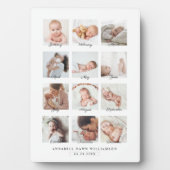 Plaque Photo Photo Collage mensuel de la première année du bébé (Devant)