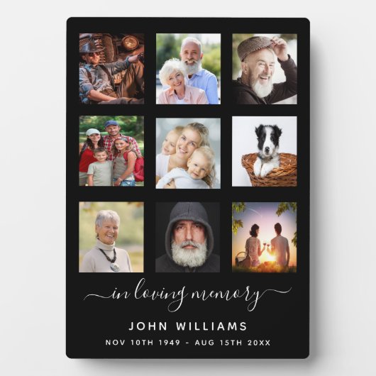 Plaque Photo Photo collage noir funérailles commémoratives (Devant)