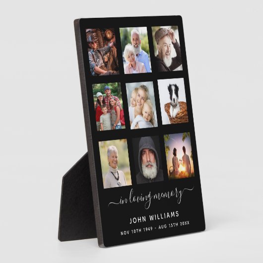 Plaque Photo Photo collage noir funérailles commémoratives (Côté)