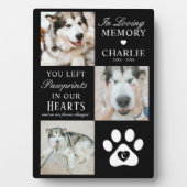 Plaque Photo Photo Collage 'Pawprints in Our Hearts' Perte d'an (Devant)