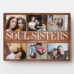 Plaque Photo Photo Collage Texture en bois Soeurs Soul