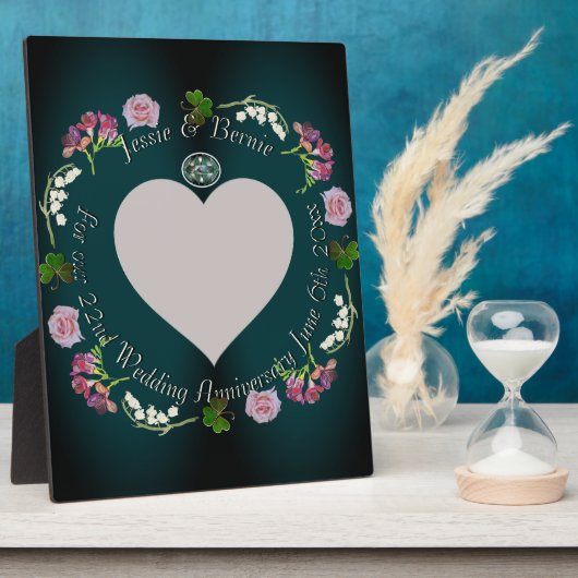 Plaque Photo Photo Custom Floral Heart Anniversaire Mariage (Côté)