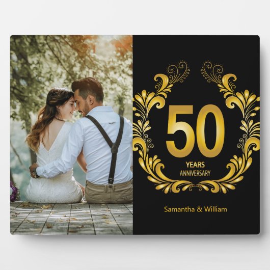 Plaque Photo Photo d'anniversaire 50 ans paillettes or (Devant)