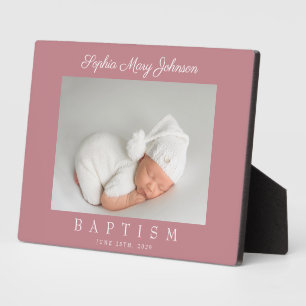 Plaque Photo Photo de baptême élégant d'une fille avec écriture