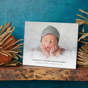 Plaque Photo Photo de bébé avec dégradé blanc – Cadeau minimal