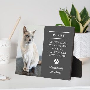 Plaque Photo Photo de chat au fusain En souvenir affectueux