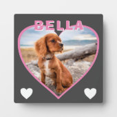 Plaque Photo Photo de chien et nom Coeur rose (Devant)