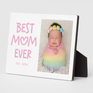 Plaque Photo Photo de cœur fantaisiste rose Meilleure maman eve