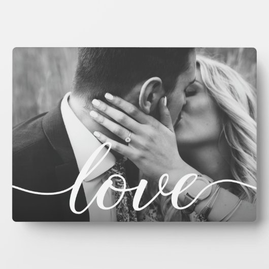 Plaque Photo Photo de couple personnalisé lettrage main Amour (Devant)