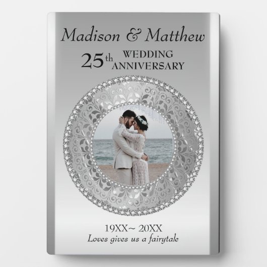 Plaque Photo Photo de Custom Silver Background Anniversary Plaq (Devant)