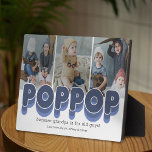 Plaque Photo Photo de Cute Poppop Grandfather<br><div class="desc">Simple photo-plaque featuring 3 family pictures for you to replace with your own,  the title "poppop",  a personalized saying,  and the grandkids names.</div>