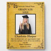 Plaque Photo Photo de diplôme personnalisée avec nom, école (Devant)