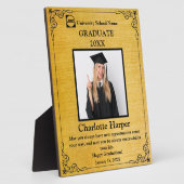 Plaque Photo Photo de diplôme personnalisée avec nom, école (Côté)