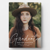 Plaque Photo Photo de Graduate moderne White Script Graduate (Devant)