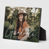Plaque Photo Photo de Graduate moderne White Script Graduate (Côté)