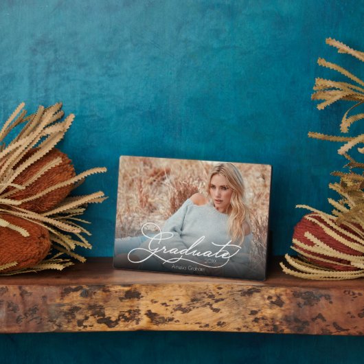 Plaque Photo Photo de graduation de script blanc (Côté)