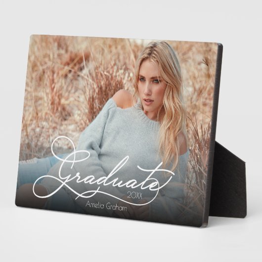 Plaque Photo Photo de graduation de script blanc (Côté)