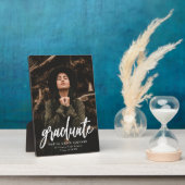 Plaque Photo Photo de Graduation de Script blanc moderne (Côté)