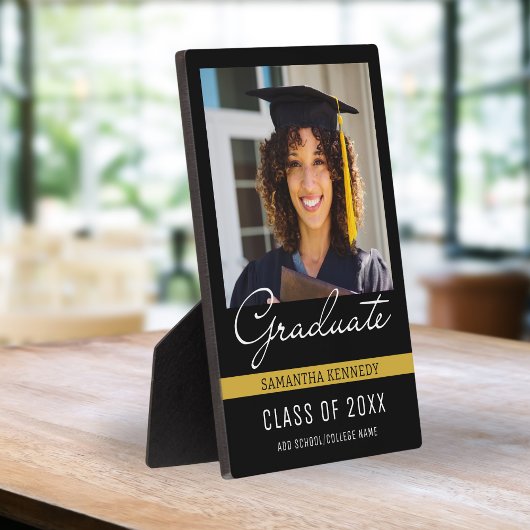 Plaque Photo Photo de graduation moderne Black and Gold 2025