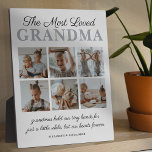Plaque Photo Photo de grand-mère la plus aimée<br><div class="desc">Plaque photo de jour de la mère moderne avec le mignon dicton "la grand-mère la plus aimée",  6 photos des petits-enfants,  leurs noms,  et la légende "grand-mère tient nos mains minuscules pour un petit moment,  mais nos coeurs pour toujours".</div>