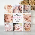 Plaque Photo Photo de la 1ère fête des mères<br><div class="desc">Mignonne plaque d'image personnalisée pour les mères avec 8 photos de famille de l'enfant,  le mignon dicton "joyeuse maman du jour de la 1ère mère avec amour",  un coeur rose,  et le nom de l'enfant.</div>