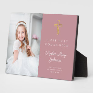 Plaque Photo Photo de la première communion rose moderne