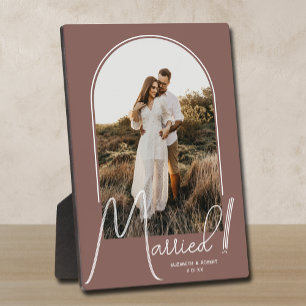 Plaque Photo Photo de mariage à l'Arche Élégante Rose Taupe