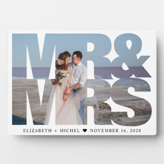 Plaque Photo Photo de mariage de M. et Mme jeunes mariés (Devant)