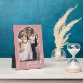 Plaque Photo Photo de mariage Elegant Arch Dusty Rose (Côté)