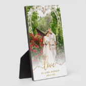 Plaque Photo Photo de mariage élégant avec écriture dorée M. et (Côté)