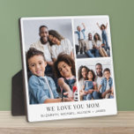 Plaque Photo Photo de Mom Love You 3<br><div class="desc">Élégante plaque photo de keepsaké pour célébrer la meilleure maman jamais avec un collage photo de 3 de ses enfants et de sa famille,  "We Love You Mom" et les noms de ses enfants et de sa famille.</div>
