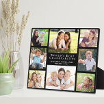 Plaque Photo Photo de World's Best Grandparents<br><div class="desc">Donnez aux meilleurs grands-parents du monde une élégante plaque collage multi-photo personnalisée qu'ils chériront et apprécieront pendant des années. Vous ajoutez huit photos de petits-enfants, d'enfants, d'autres membres de la famille, d'animaux domestiques, etc., personnalisez l'expression "Meilleurs grands-parents du monde", et ajoutez les noms de leurs petits-enfants, le tout dans la...</div>