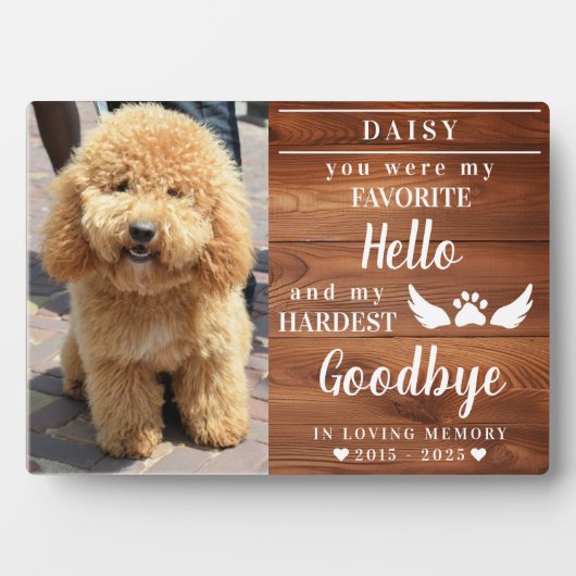 Plaque Photo Photo d'empreintes de pattes en souvenir affectueu (Devant)