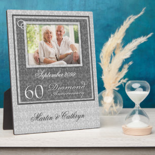 Plaque Photo Photo des 60 ans de mariage diamanté Noms et Date