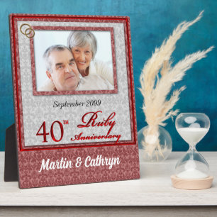 Plaque Photo Photo du 40e anniversaire de Ruby Red Damask