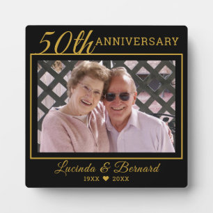 Plaque Photo Photo du 50e anniversaire du Mariage noir et or