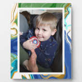 Plaque Photo Photo en marbre bleu vert Faux (Devant)