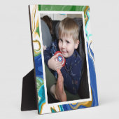 Plaque Photo Photo en marbre bleu vert Faux (Côté)